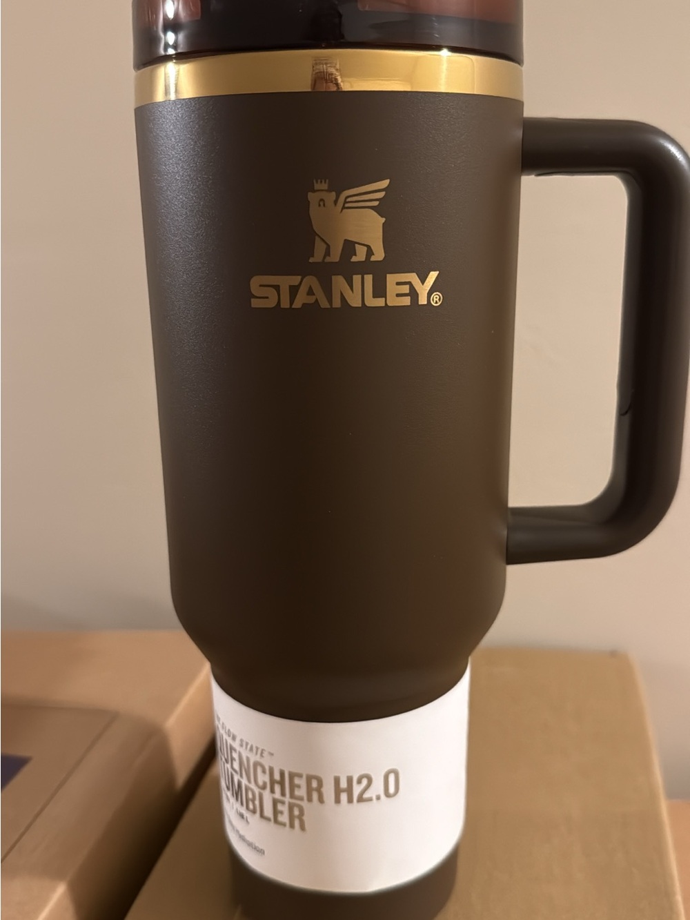 Stanley Quencher H2.0 40oz Tumbler Brown/Gold w/ Handle Lid Straw